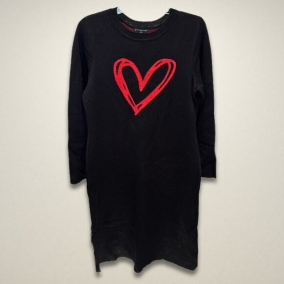 Lane Bryant Sweater Dress Long Sleeves Soft Knit Fabric Heart Design Black 10/12 - Picture 3 of 11
